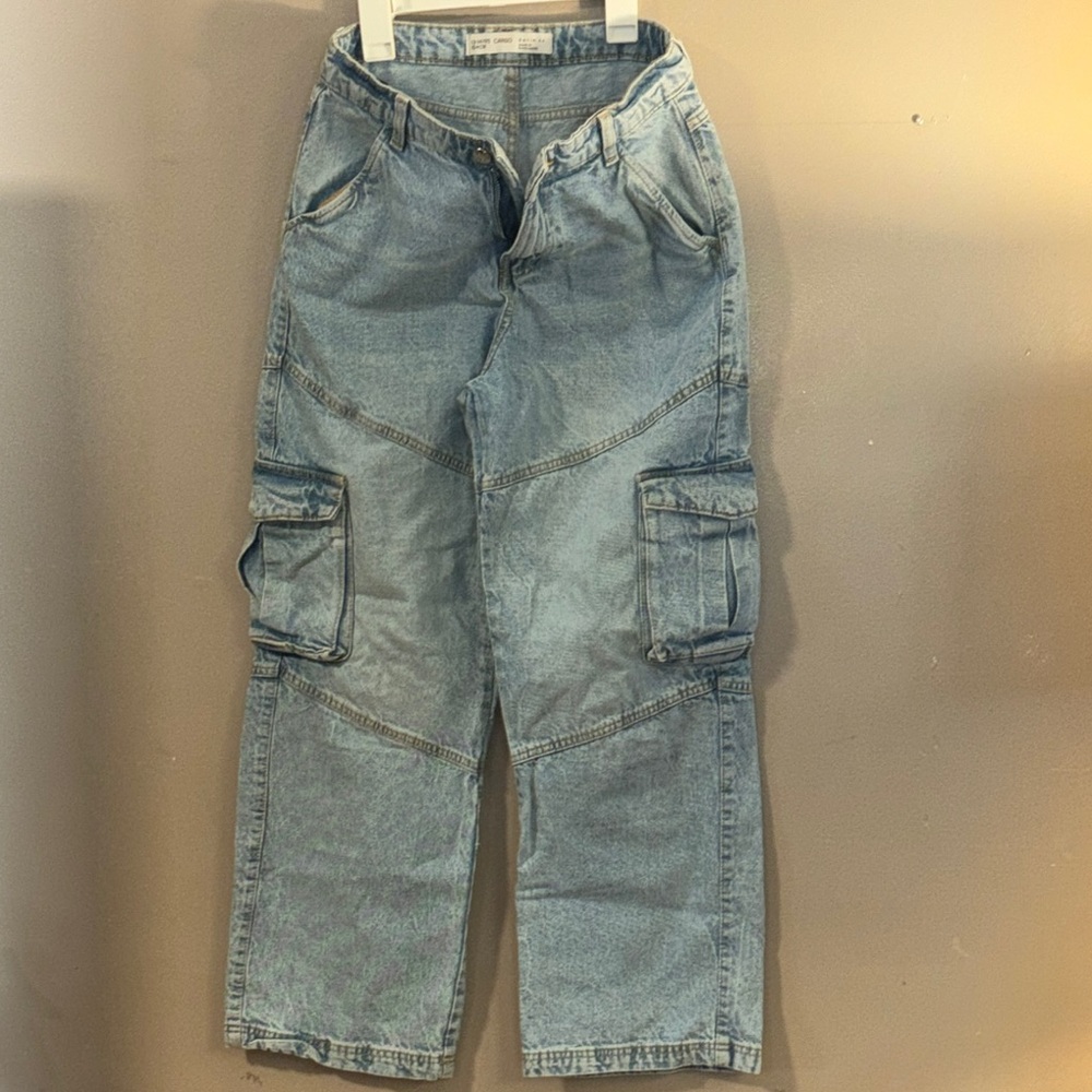 Girls Blue Cargo Jeans